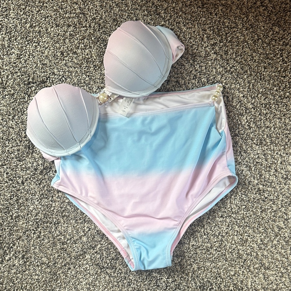 Mermaid Pastel Ombre High-Waist Bikini Set